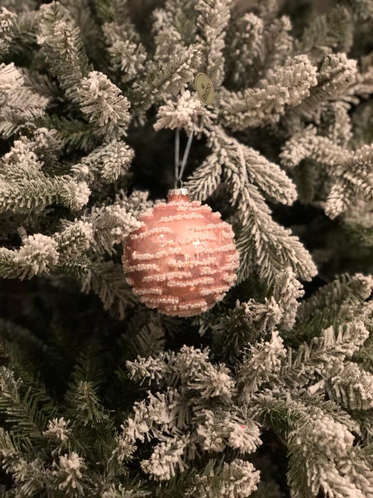 4" glass pearl swirl ball ornament