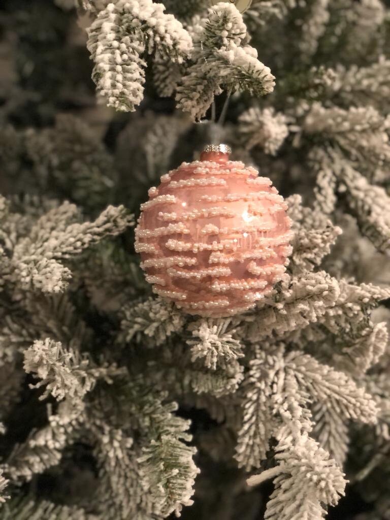 4" glass pearl swirl ball ornament