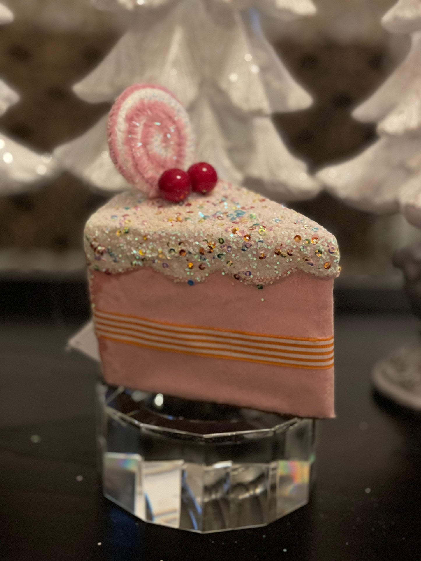 6" Candy cake slice soft pink