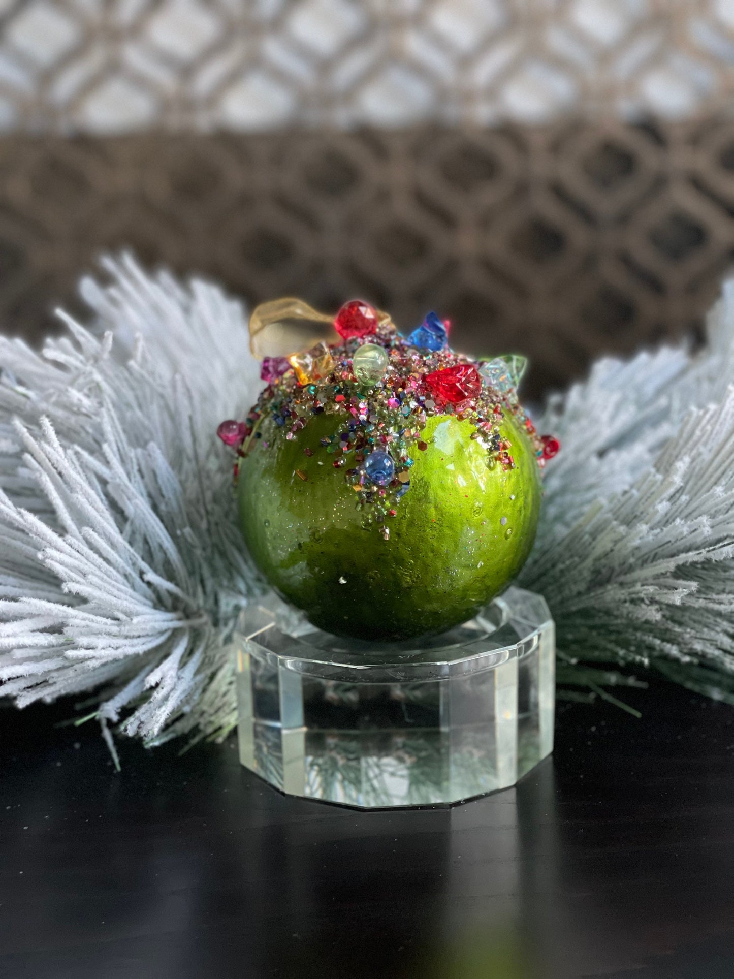5” Kaleidoscope jeweled ball lime