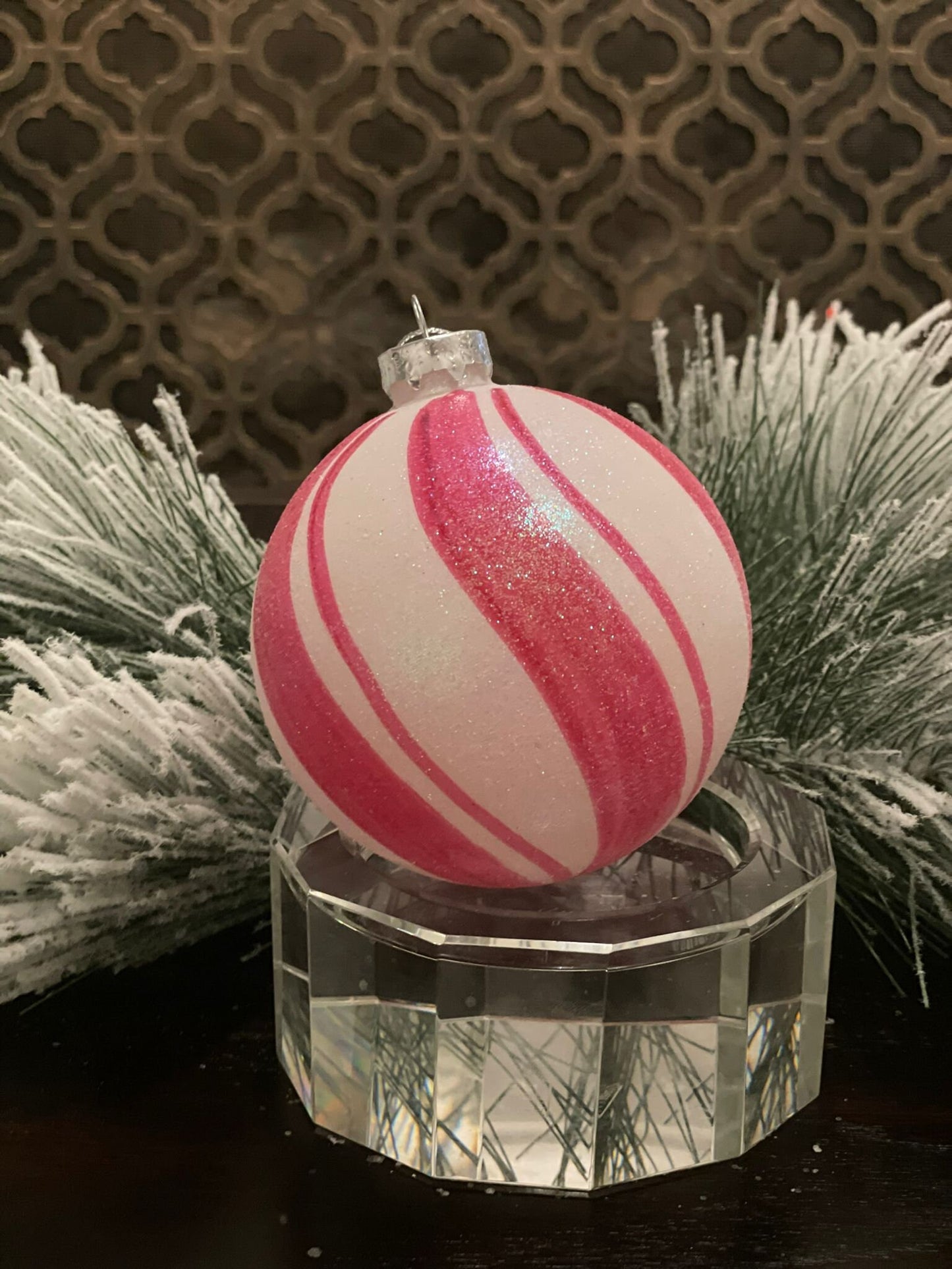 4"Peppermint stripe glass ball ornament