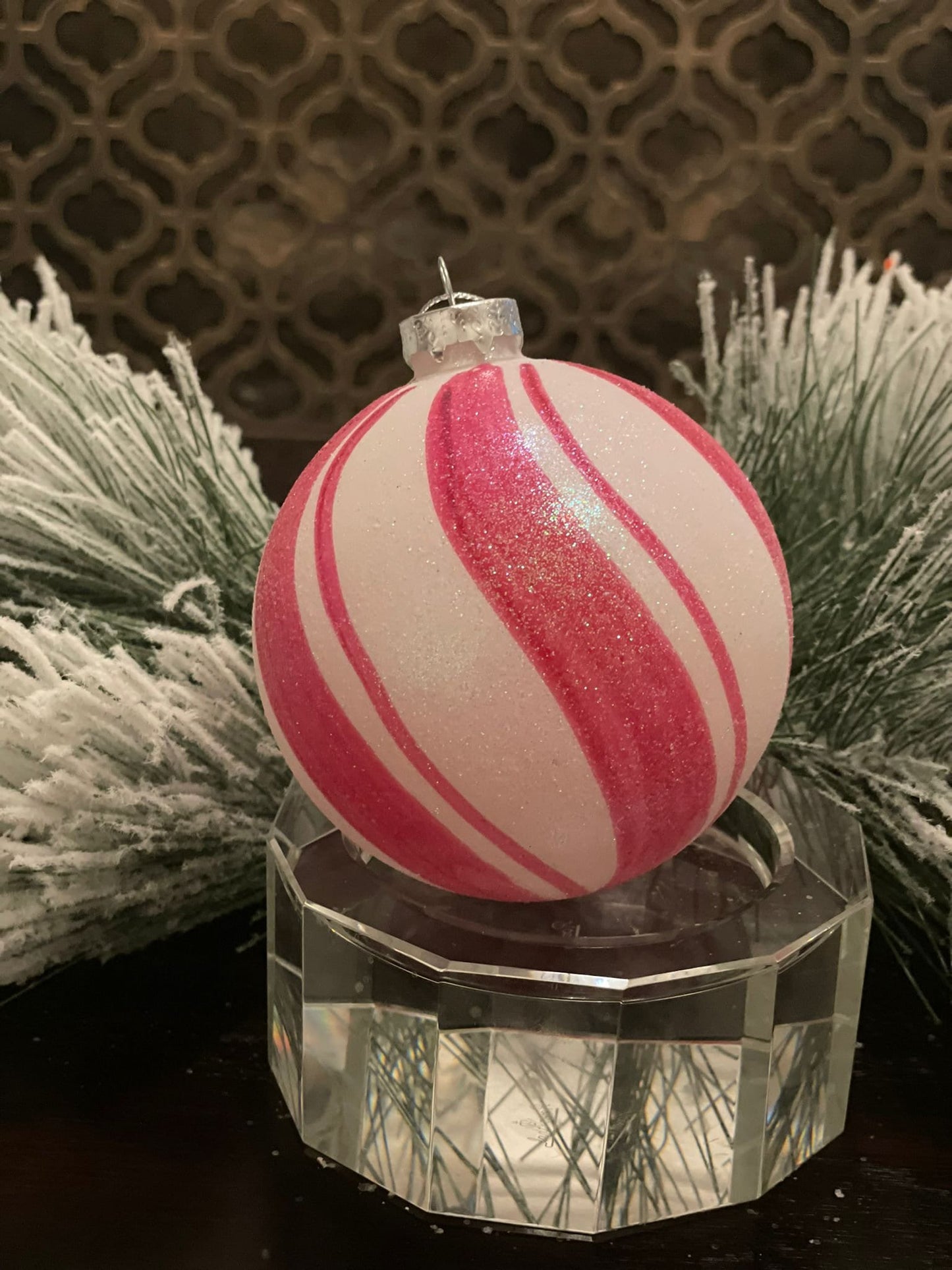 4"Peppermint stripe glass ball ornament