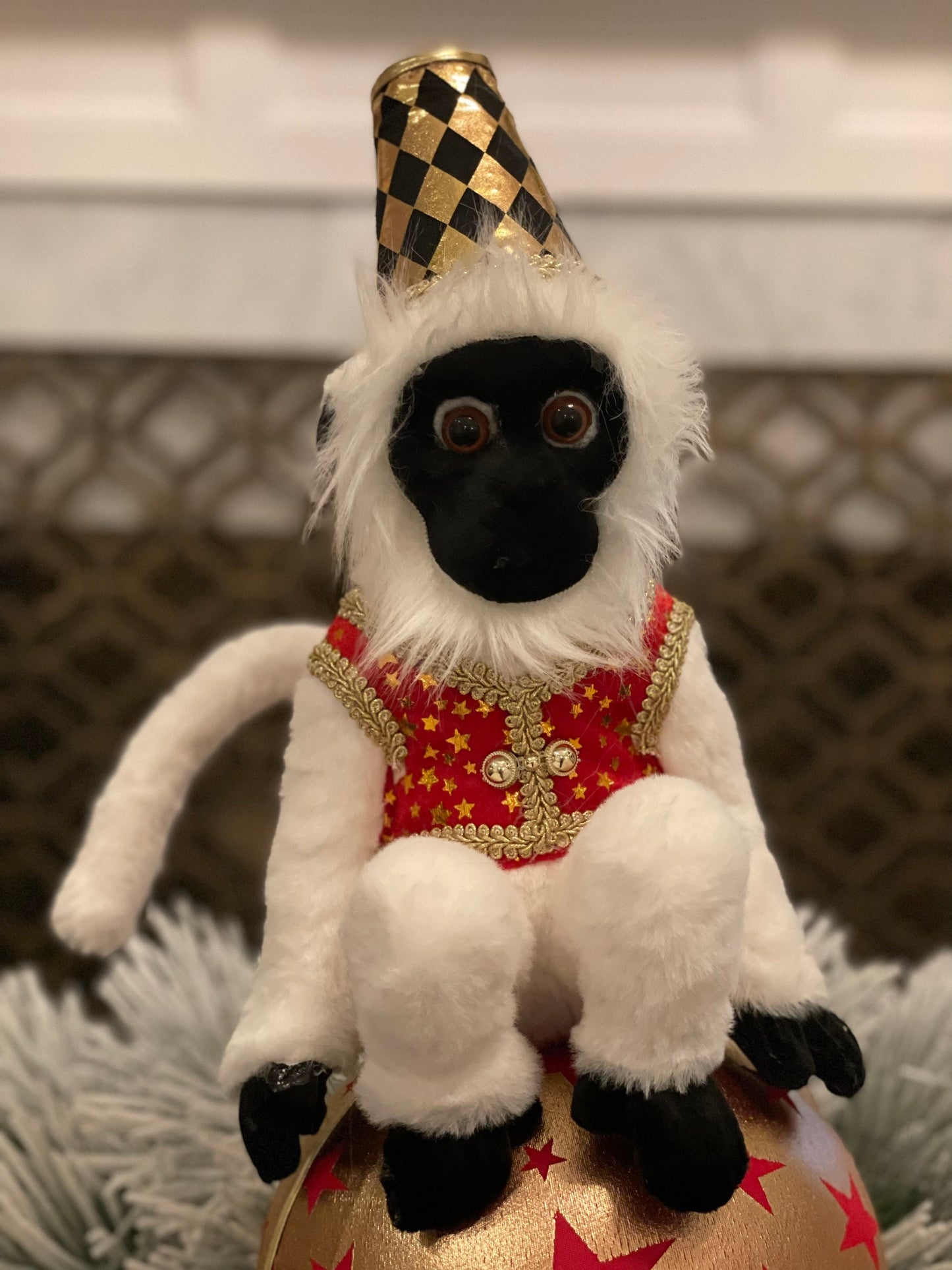 19"monkey on ball tabletop. Circus. Christmas. Party animal.