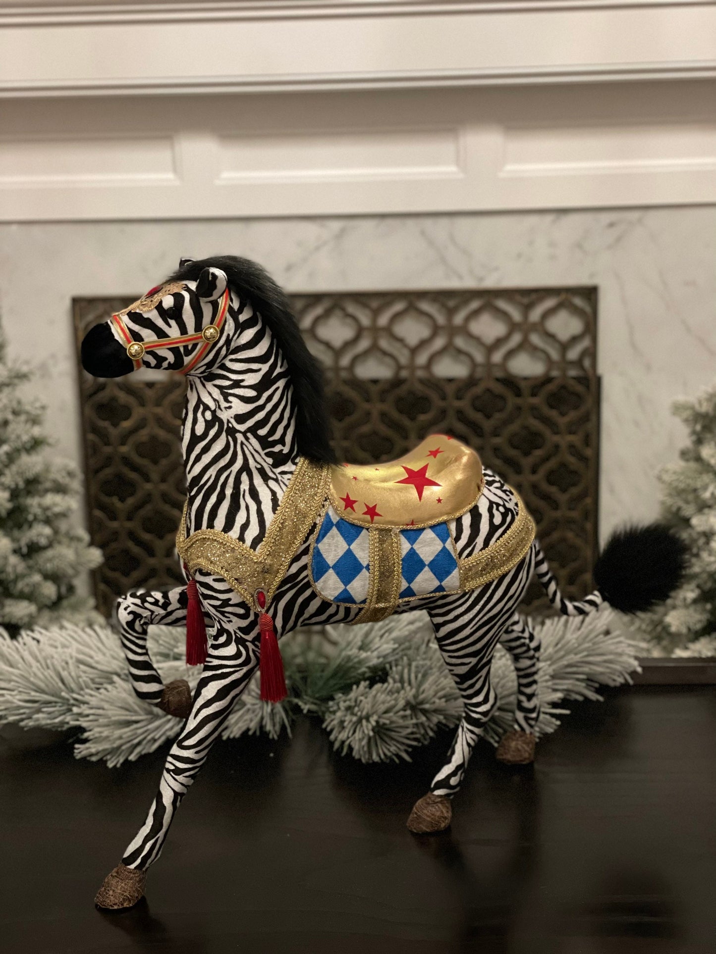 26"x22" zebra tabletop. Circus theme. Party. Christmas.